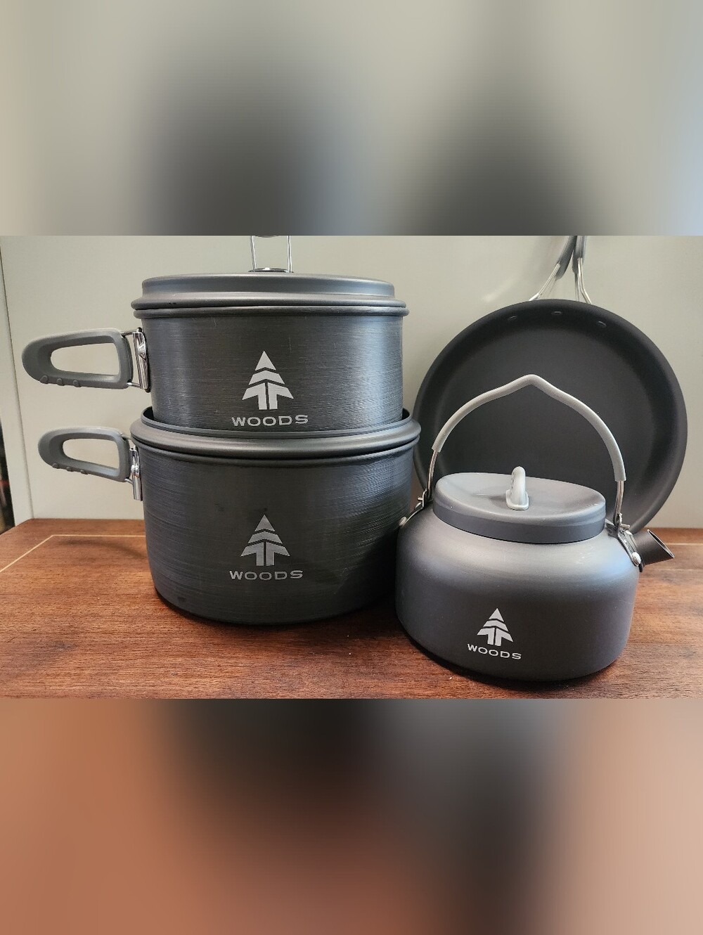New WoodsWoods™ Selkrik Aluminum Anodized Camping Cooking Set, Grey, 4-pc